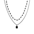 Light Luxury Double Layer Black Zircon Necklace Exquisite Personality Necklace Fashion Temperament Clavicle Chain