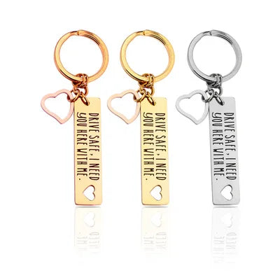 Qiuhan Stainless Steel Fashion Drive Safe I Need You Car Engrave Name Decorations Keychain