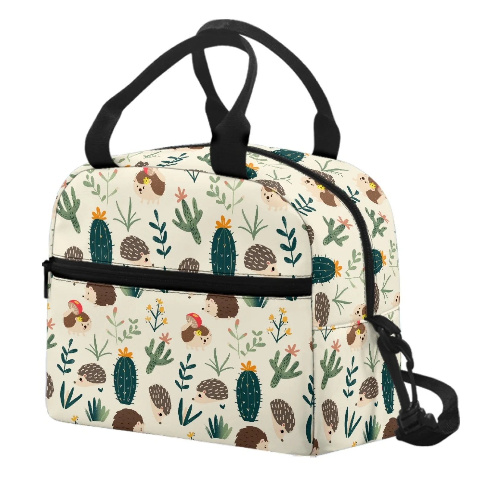 Custom Print Dual 2 Compartment Lunch Bag for Adult Men Women Kids Large Leakproof Insulated Cooler Tote Bag W/ Strap  for Work