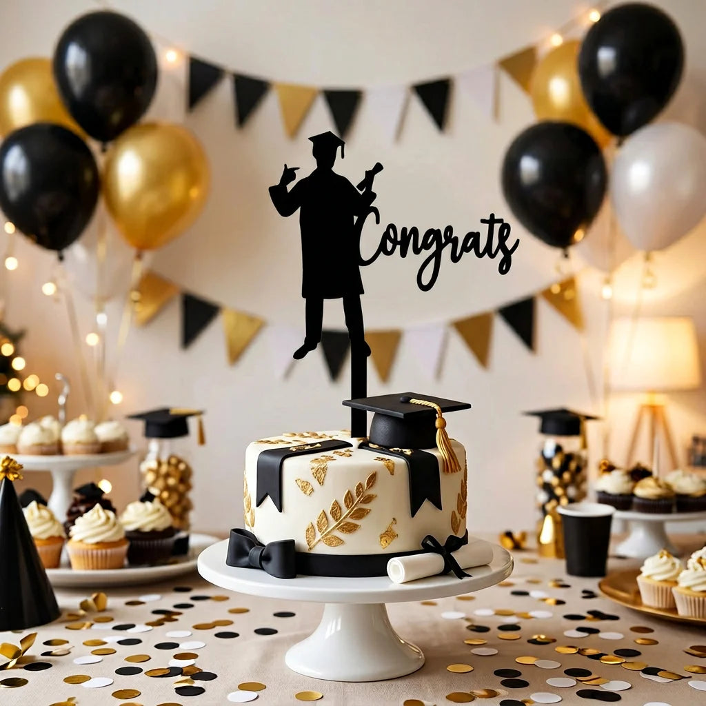 Custom Congrats Acrylic Cake Toppers for Graduation Party Cake Decorating Supplies