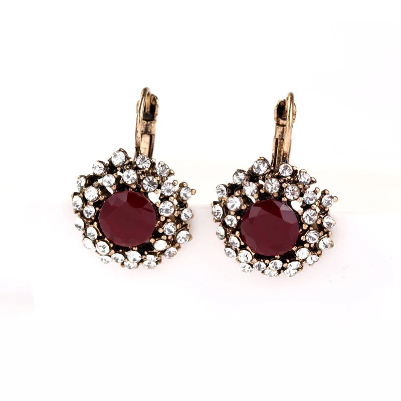 Europe and America Fashion Retro Round Earring Hook Zircon Earring Wholesale