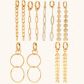 Dingran Minimalist 18K Pvd Gold Plated Hypoallergenic Long Chain Earring Set for Women