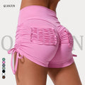 Women's High Elastic Scrunch Butt Sports Shorts Breathable Quick Dry Gym Fitness Seamless Yoga Shorts High Waist Solid Pattern