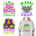 2023 Mardi Gras Designs DTF Heat Transfers Full Color Offset Printing Big Beads Mardi Gras Heat Transfer Prints for Cloth