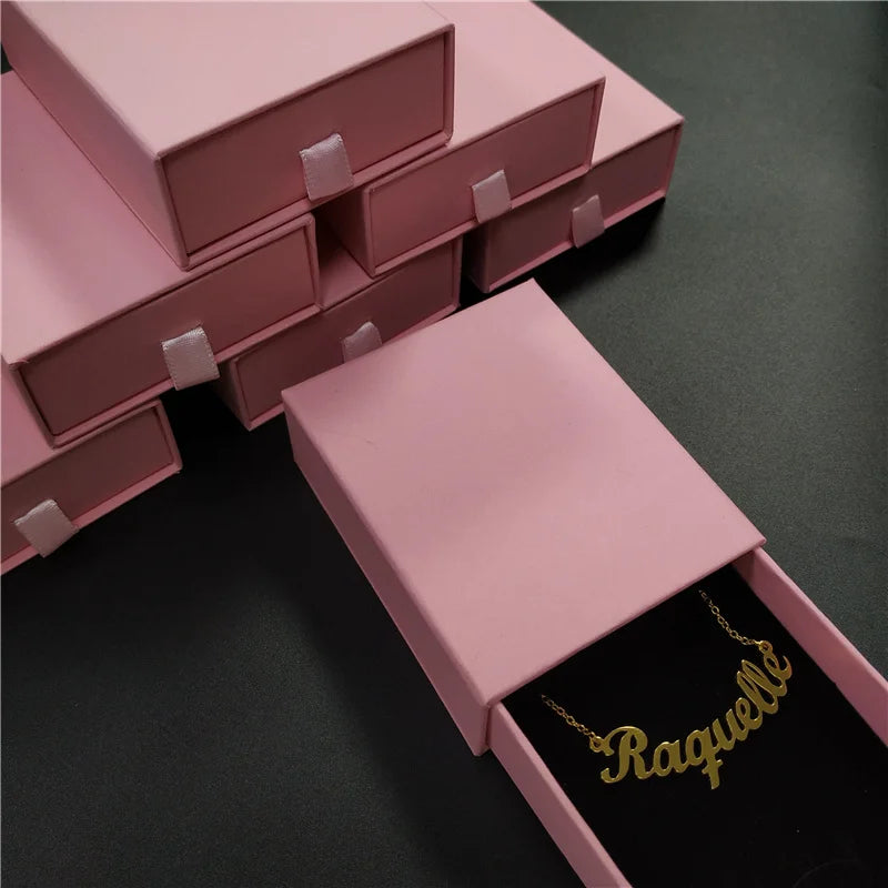 Custom Brand Logo Cardboard Jewellery Organizer Necklace Earring Drawing Slide Drawer Paper Box Packaging Boxes