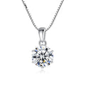 S925 Silver Pendant Necklace Female 1 Carat Moissanite Pendant Net Red Simple Six Prong Necklace