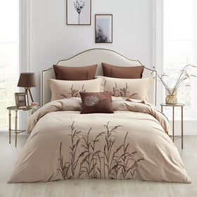 Exquisite Wheat Embroidery Gold Duvet Cover 100% Washed Cotton Adult Bed Linen Home Bedding Sets Supplier