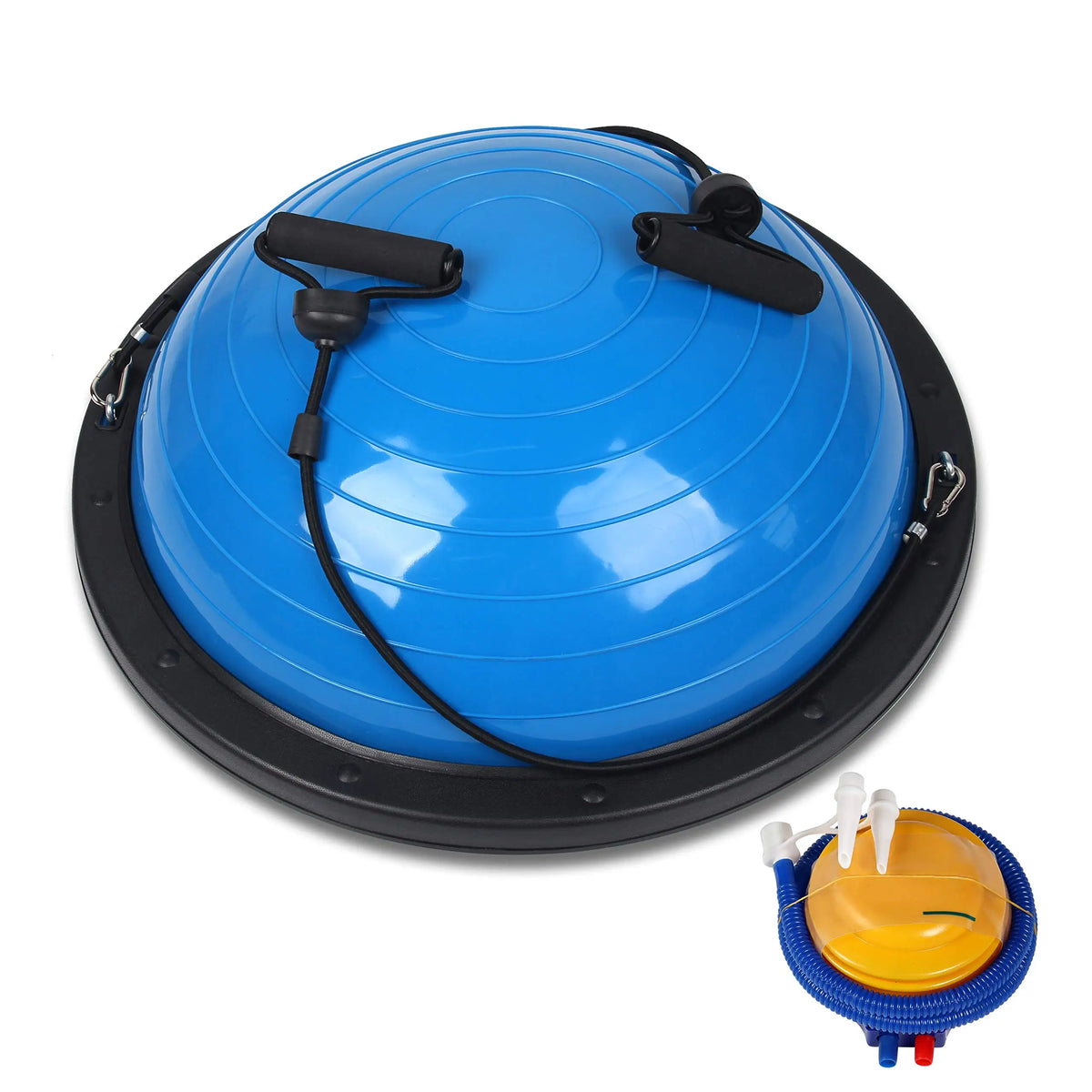 CW YGB004 Inflatable PVC Yoga Balance Ball with Explosion-proof Feature 58/46cm Size 150kg Max Load Capacity Resistance Band