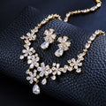 Weiman New Arrival Floral Cubic Zirconia Necklace Wedding Bridal Jewelry Set Gifts for Brides Parties Engagements Anniversaries