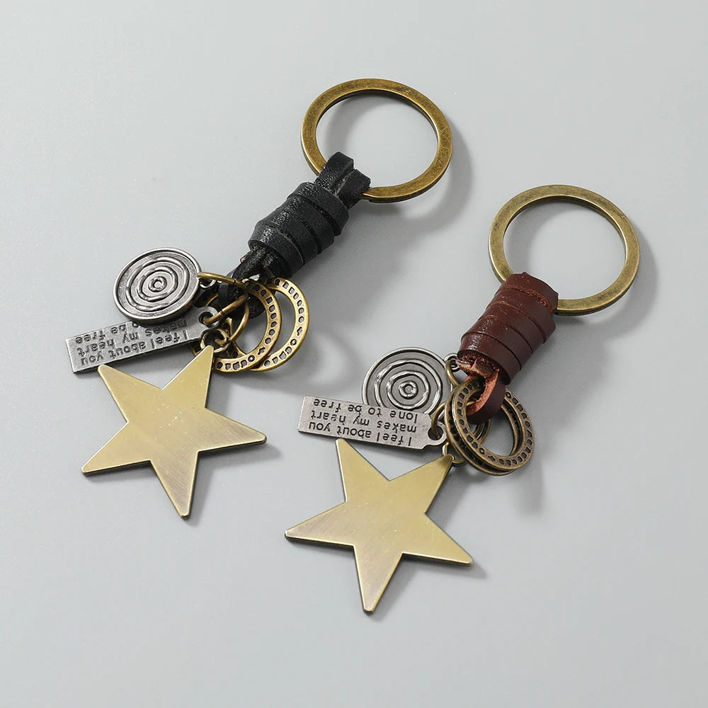 New Fashion Star Pendant Keychain Novelty Gifts Fashion Key Rings Men Women Jewelry