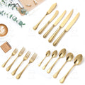 Luxury Vintage Retro Flatware Restaurant Stainless Steel 18/10 304 Golden Plated Knife Spoons Fork Metal Gold Cutlery Set Party