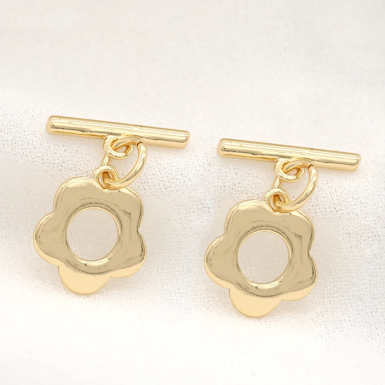 Unique Design 14K Gold Plated Flower Shape OT Toggle Clasp for Diy Jewelry Making Accessories