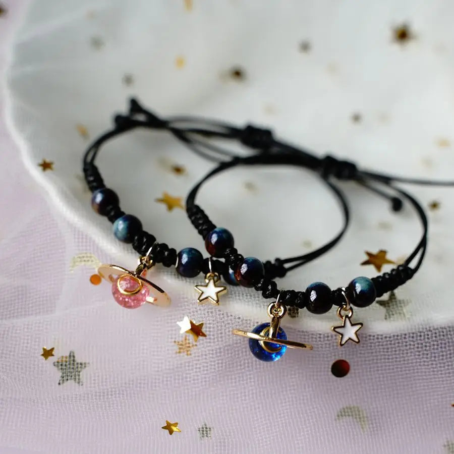 Universe Planet Bracelet Couple Handmade Adjustable Bracelet the Stars Moon Lovers Girlfriends Students Gift Jewelry