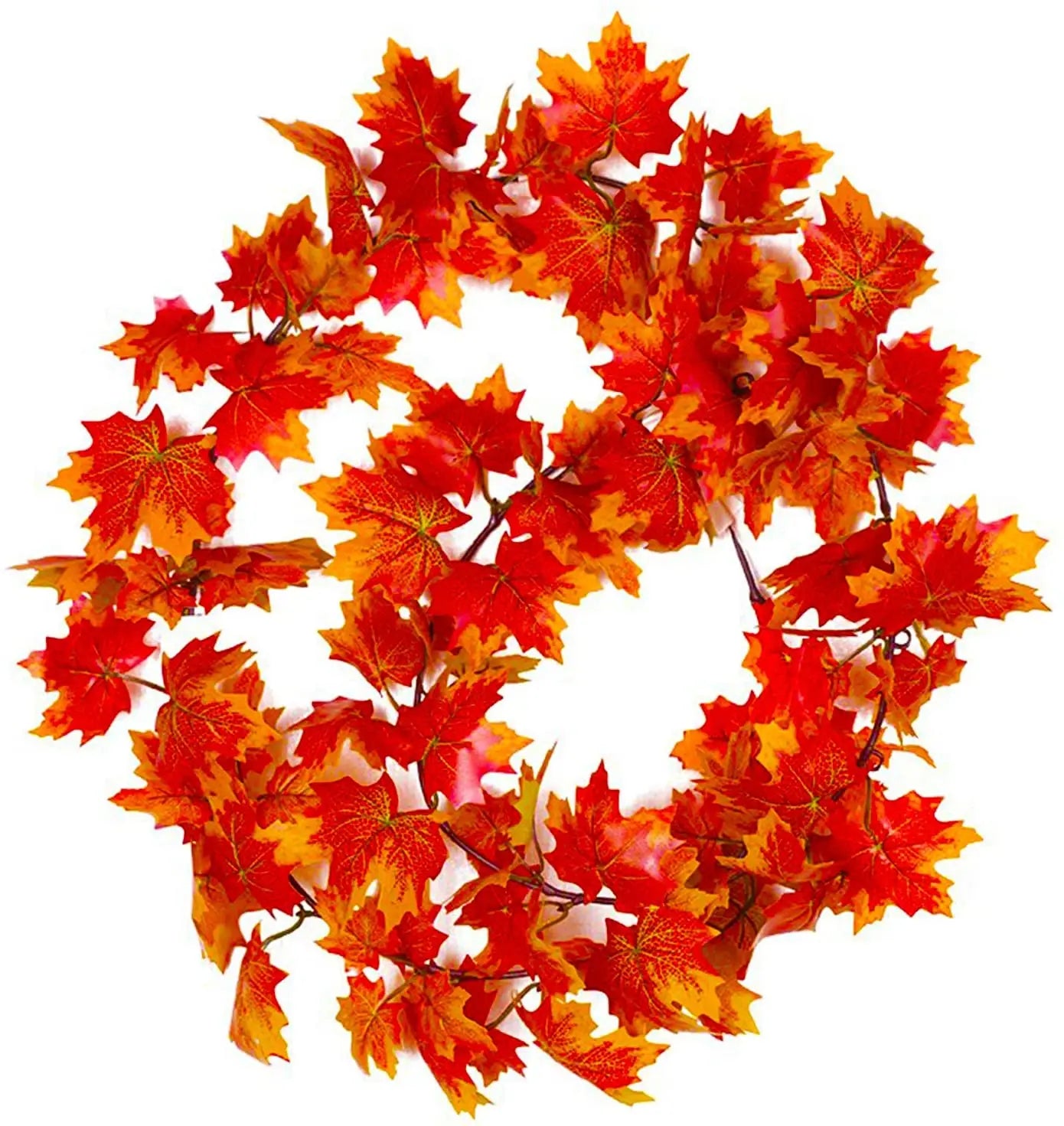 5 Pack Artificial Maple Leaf Garlands 7.9 Ft/Piece Autumn Hanging Fall Leave Vines for Indoor Outdoor Wedding Thanksgiving