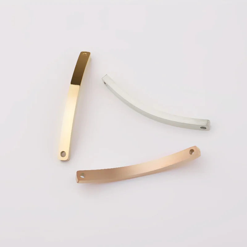 Custom Name Rainbow Curved Bar Connector Bracelet Connector Stainless Steel Rectangle Blank Bracelet DIY Making