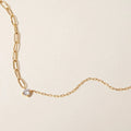 LOZRUNVE 925 Sterling Silver Dainty Mix Link Paperclip Chain Solitaire Necklace Choker Women