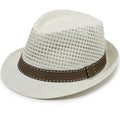 Bestella Retro Jazz Hat New Breathable Straw Sunshade Hat for Men Spliced Mesh Daily Sun Protection Hat