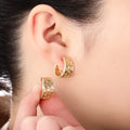 Personalized 18K PVD Gold Trendy Star Moon Chunky Twisted Circle Huggie Hoop Earrings Non-Tarnish Brass for Women Hypoallergenic