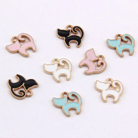 Enamel Cat Charms Mixed Color Cute Animal Charms Kitten Charms for Women Jewelry Making DIY Accessories