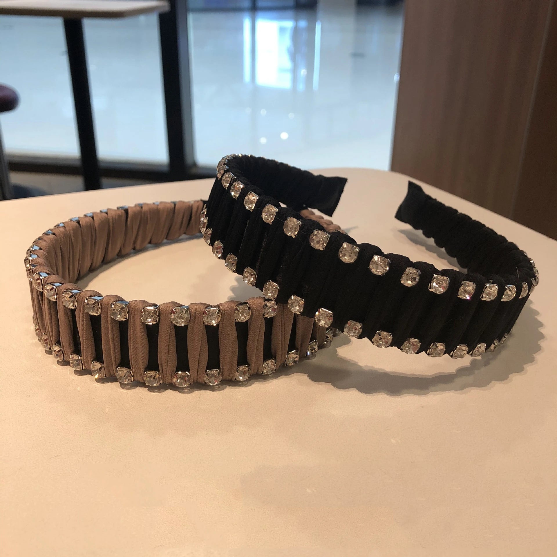 ShangHaiFrench Woven Wrapped Full Drill Bit Belt with Retro European and American Style Design Creativity Niche Women'sheadband