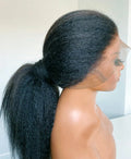 Bleached Knots Kinky Straight 360 Lace Frontal Wig Pre Plucked 150% Density Yaki HD Lace 360 Lace Frontal Wig