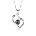 SC Valentines Day Gift 100 Languages I Love You Stainless Steel Gold Plated CZ Heart Memory Photo Projection Necklace for Couple