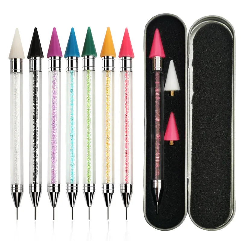 Hot Double-head Wax Nail Picker Pick up Applicator Tool with Acrylic Handle Wax Dotting Pen Dotting Tool