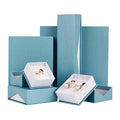 New Style Factory Custom  Hot Stamped or Silk Printing Logo Jewelry Packaging Light Blue Box Jewel