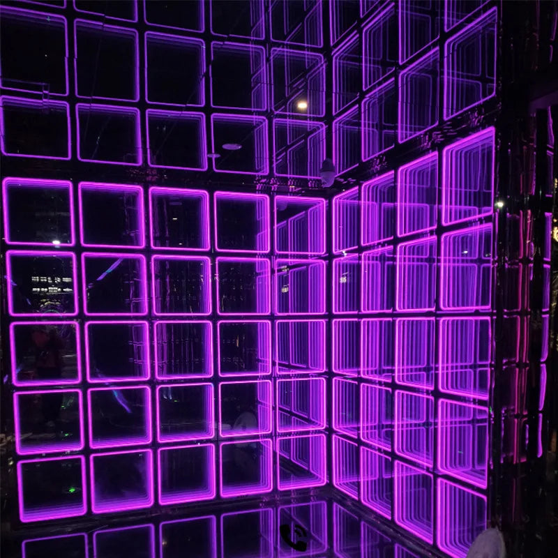 Customized Portable Checkered 50x50cm Screen Magnetic Led Infinity Mirror Panel 3d Led Dance Floor for Wall Using
