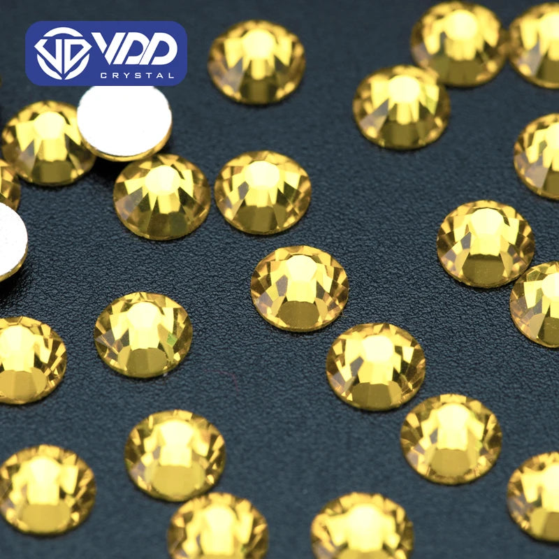 VDD 005 Citrine SS3-SS30 GlassRhinestones Flatback Strass Stones Gemstone for DIY Crafts Nails Accessories Decoration Wholesale