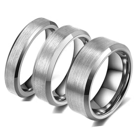 Factory Tungsten Carbide Ring Sliver 4mm 6mm 8mm Polished Finish Engagement Wedding Band Tungsten Rings for Couples