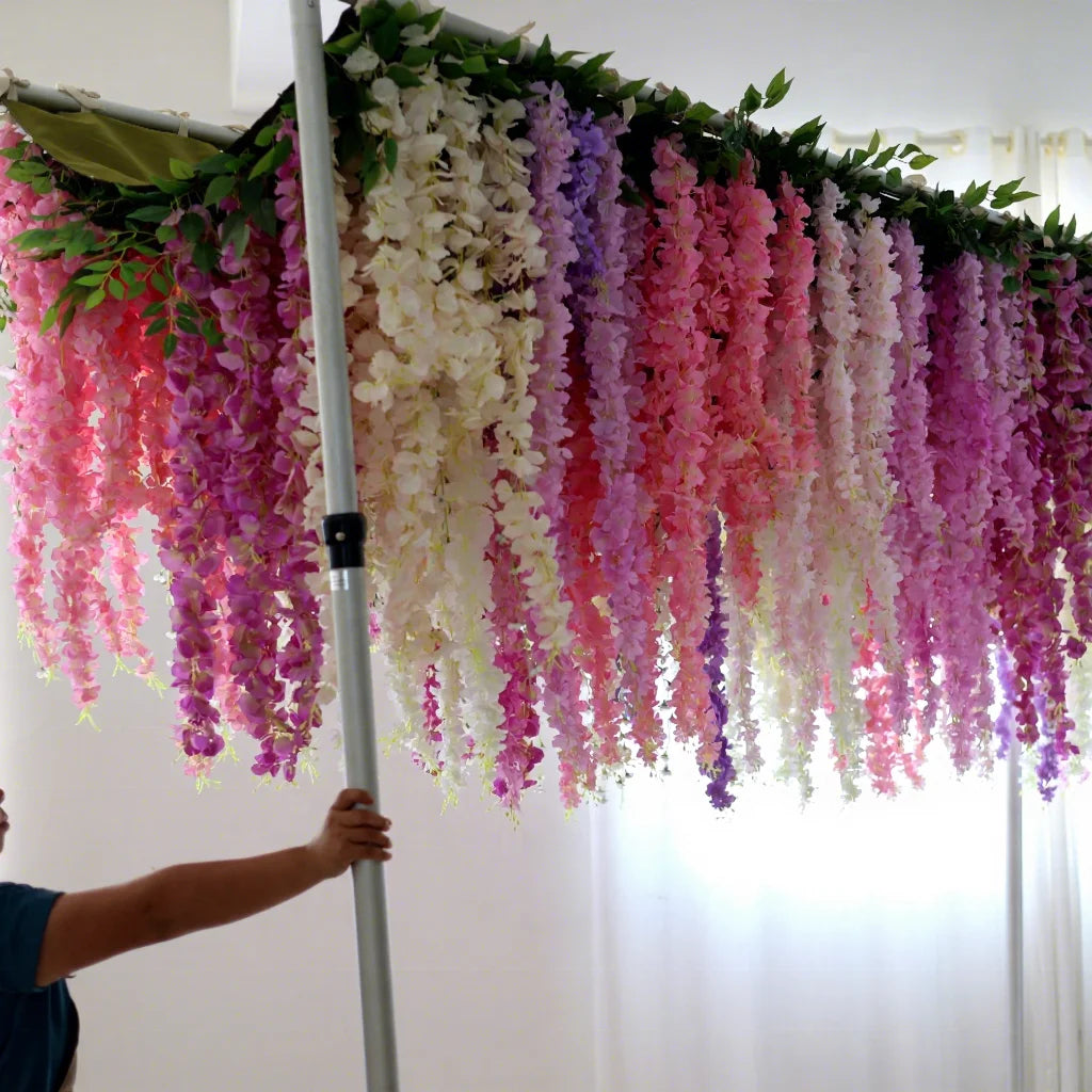 Flowers Factory Hanging Artificial Flowers Wedding Customized Design Ceiling Wisteria Flower Wall