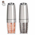 Electric Gravity Salt and Pepper Grinder Set with Adjustable Coarseness Automatic Pepper and Salt Mill Battery Powered Blue LED