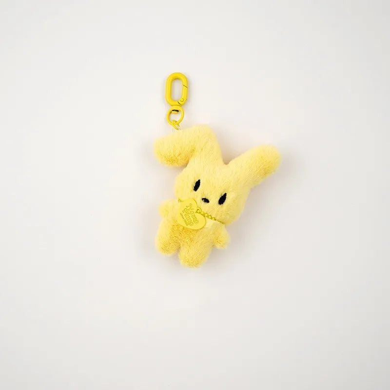New Lovely Animal Rabbit Plush Bunny Keychains Ball-Shaped Earphone Bag Pendant Key Ring Made of Leather