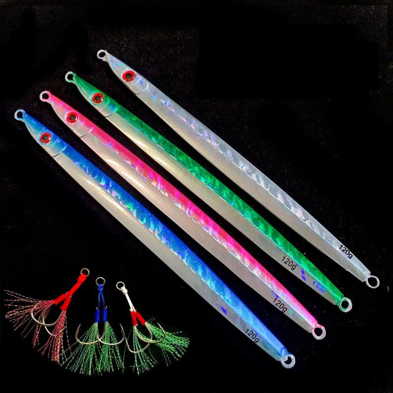36# 120g 160g 200g Artificial Bait Metal Lure Jigging Lure Fish Lure Bait Slow Fishing Jig Metal Bait With Assist Hook