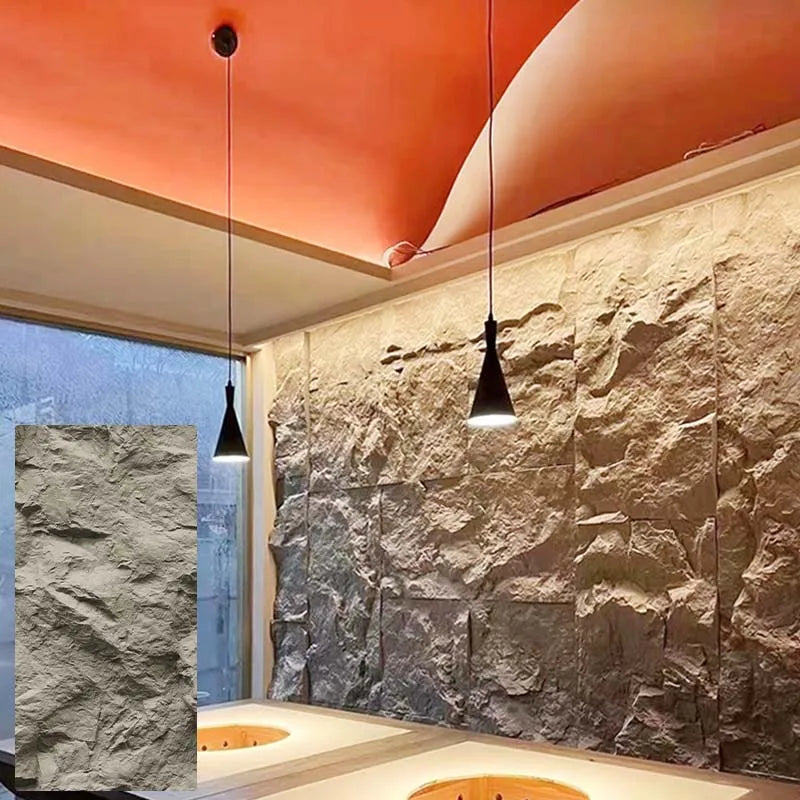 Modern-Style Mountain Rock Veneer Panel Exterior Background Wall Waterproof Piedra De Pu Stone Decorative Polyurethane Foam Wall