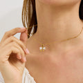 Minimalist 18K Gold Plated Stainless Steel Link Chain Cubic Zirconia Bowknot Pendant Necklace for Women