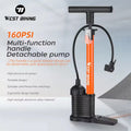 WEST BIKING 160PSI Multi-function Handle Portable Air Cycling Bicycle Foot Pump Cycling Bike Tire Pump High Pressure Pump