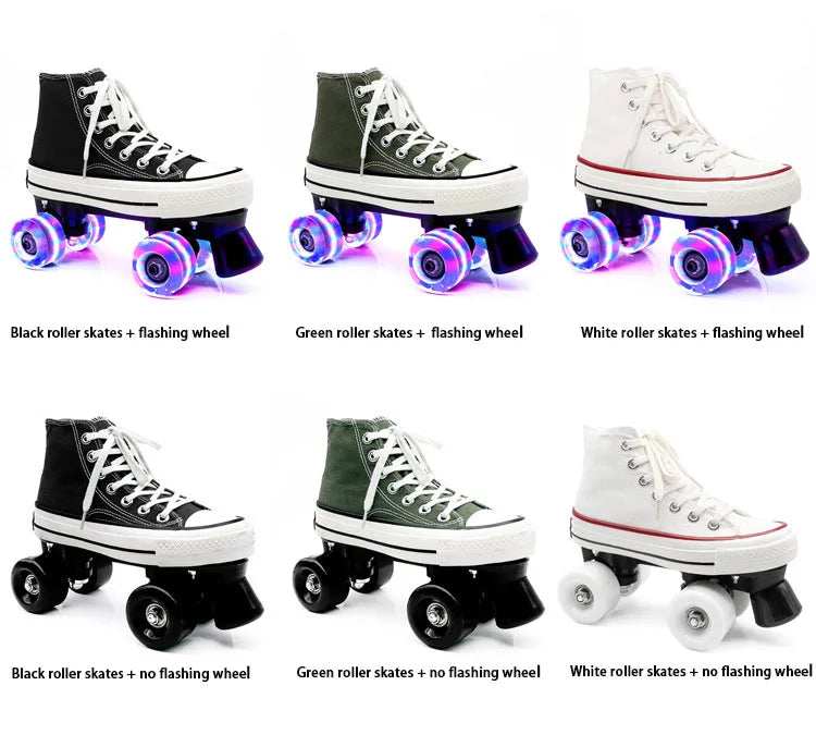EACH New Hot Sell Outdoor Activities Adults Wheels Men's and Women's Senior Wholesale Led Flash Canvas Roller Skates