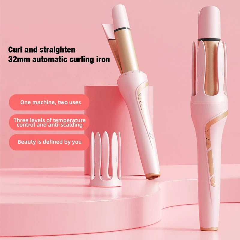 Automatic Hair Rotating Curler Straighten Hair Curler Iron 32mm Roll 2-in-1 Straightener Curling Irons Multi Hair Stying Tool