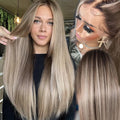 Highlight Gray Transparent Lace Front Wigs Straight Human Hair Platinum Dark Hair Roots Cuticle Aligned Lace Wigs
