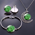 Four Leaf Clover Glass Dome Glow in the Dark Jewelry Clover Designer Bracelet Necklace Earrings Jewelry Set