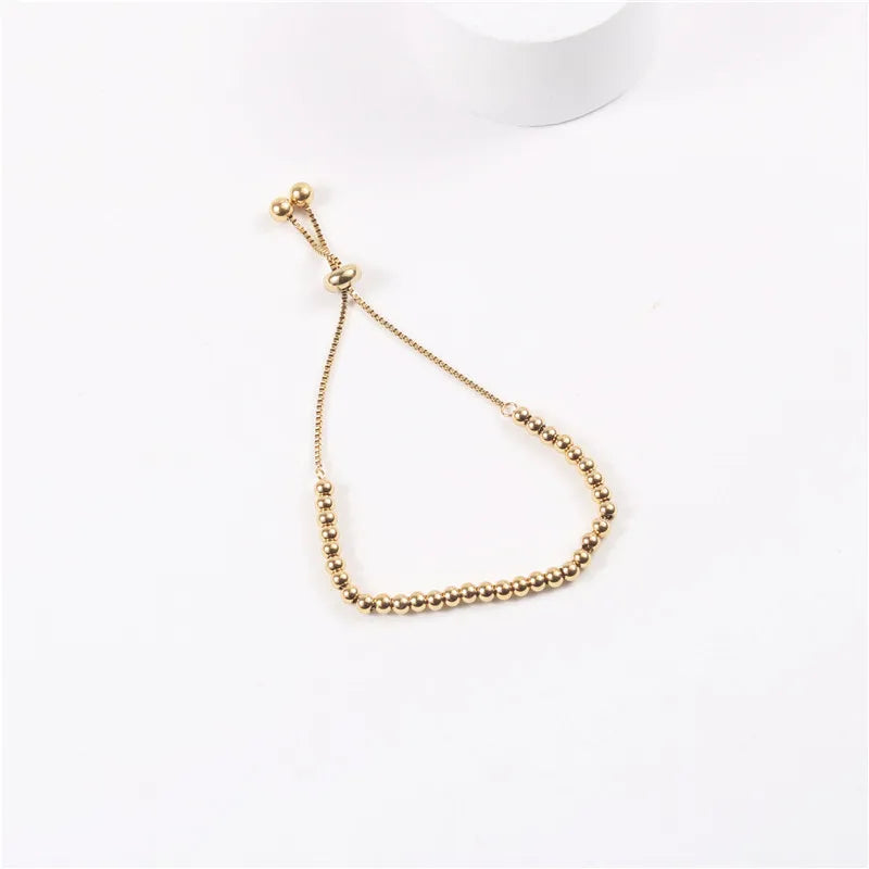 18K PVD Stainless Steel Gold Bead Bracelet Adjustable Stainless Steel Gold Bracelet for Women MegaBDM