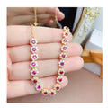 Hot Popular Manufacturer  925 Sterling Silver 18k Gold Plating Natural Garnet Vintage Women Bracelet