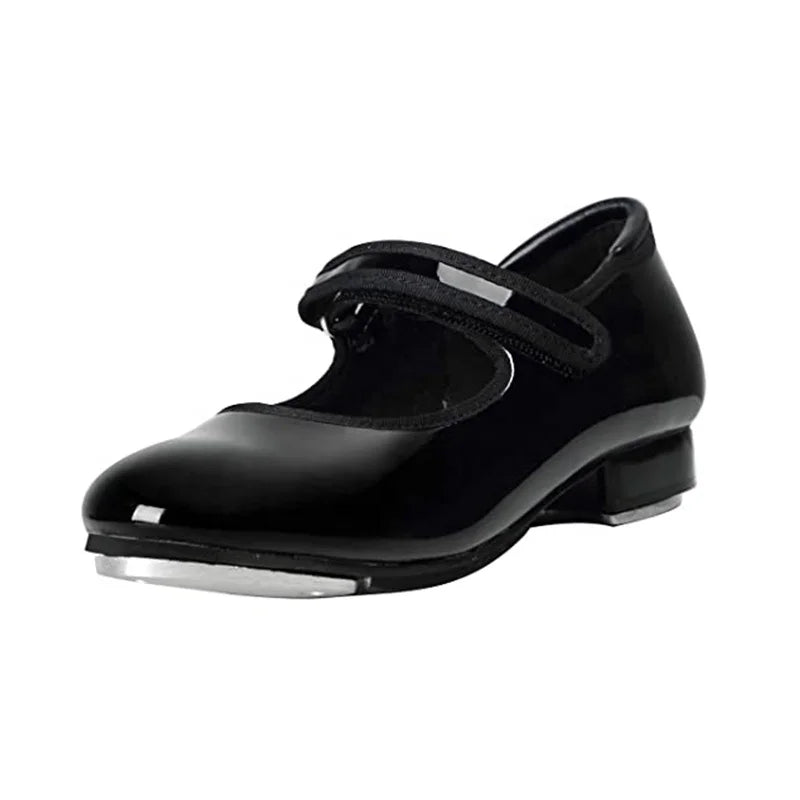 EU and US in Stock Wholesale PU Patent Leather Easy Strap Tap Shoe Tan Dance Shoes with Sound Board for Women and Men