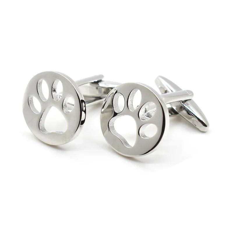 Wholesale Silver Foot Print Novelty Cufflinks Custom Business Suit Shirt Accessory for Men Trendy Wedding Tuxedo Jewelry Gift