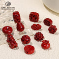 LINK JD GEMS Genuine Vermilion Single Beads Buddha Word Carved Natural Purple Loose Charm Beads CNAS Certified for Jewelry
