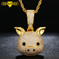 Wholesale Price Gold Plated Pig Pendant Jewelry Iced Out Zircon Men's Necklace Hip Hop Diamond Pendants for Men