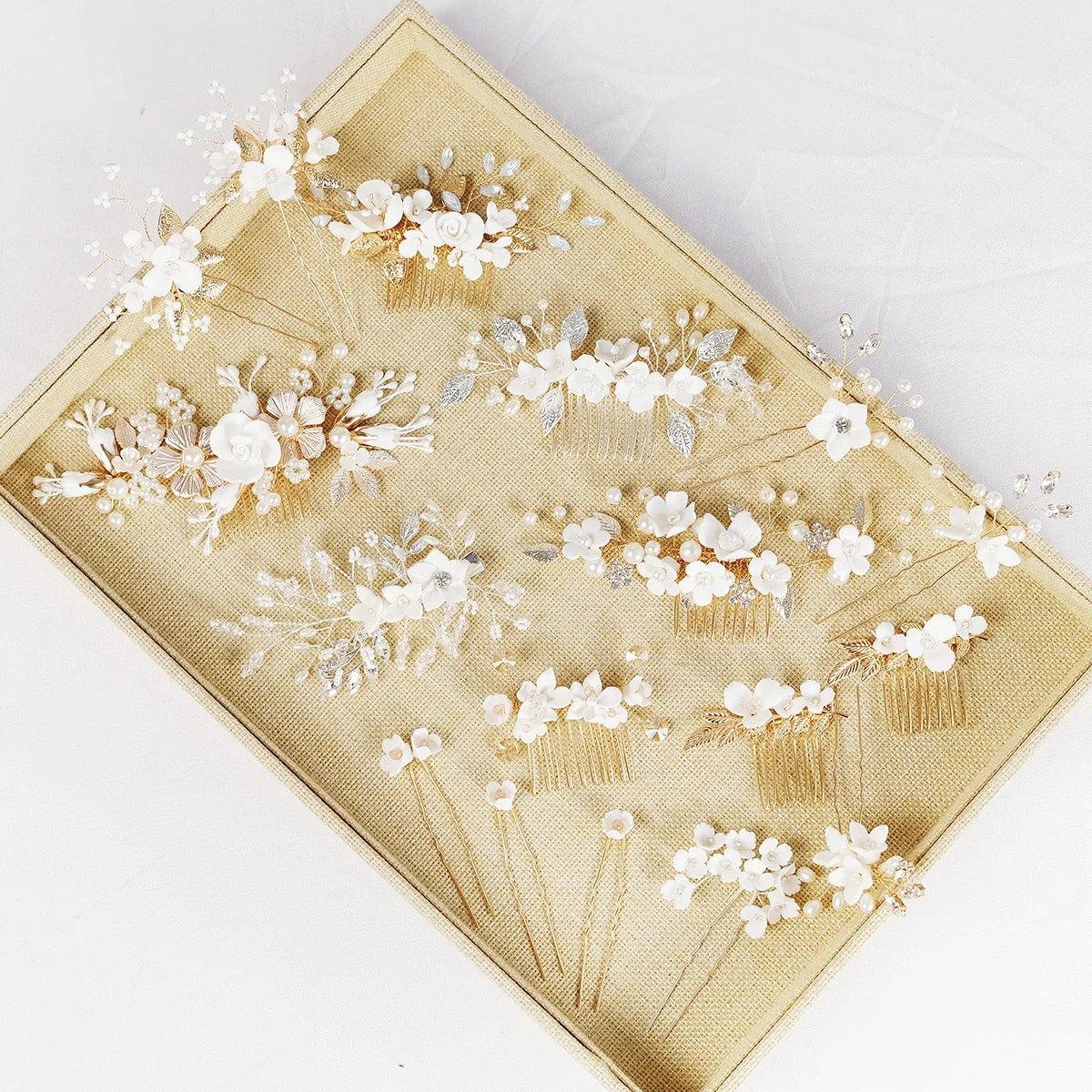 Elegant Pearl Crystal Wedding Hair Comb Pins Bridal Flower Headpiece Hair Accessories for Women Ornaments Jewelry for Brides