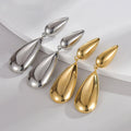 ES1143 Fashion Exaggerated Free Tarnish Trendy 18k Gold Plated Stainless Steel Waterdrop Water Droplets Drop Stud Earrings